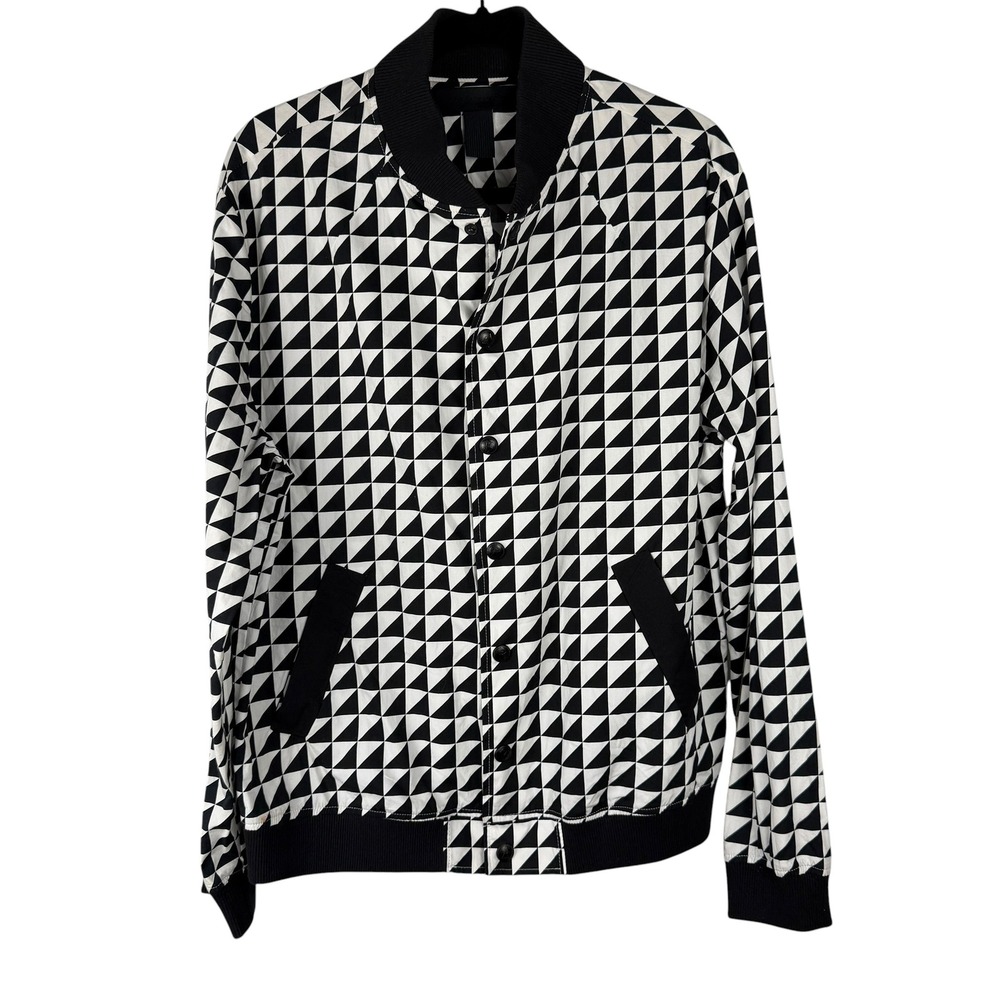 Blvck Scvle Bomber Jacket Mens Large Black White Lightweight Checkered Flag SKA